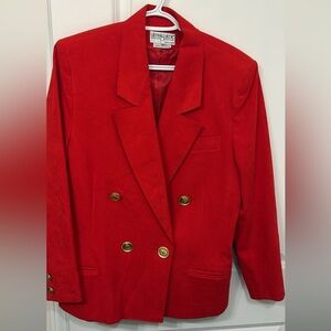 Red Double-Breasted Women's Blazer Jacket